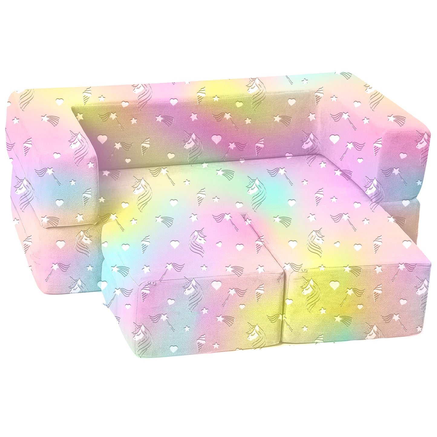 Rainbow Unicorn Glow in the Dark 4PC Nugget Couch